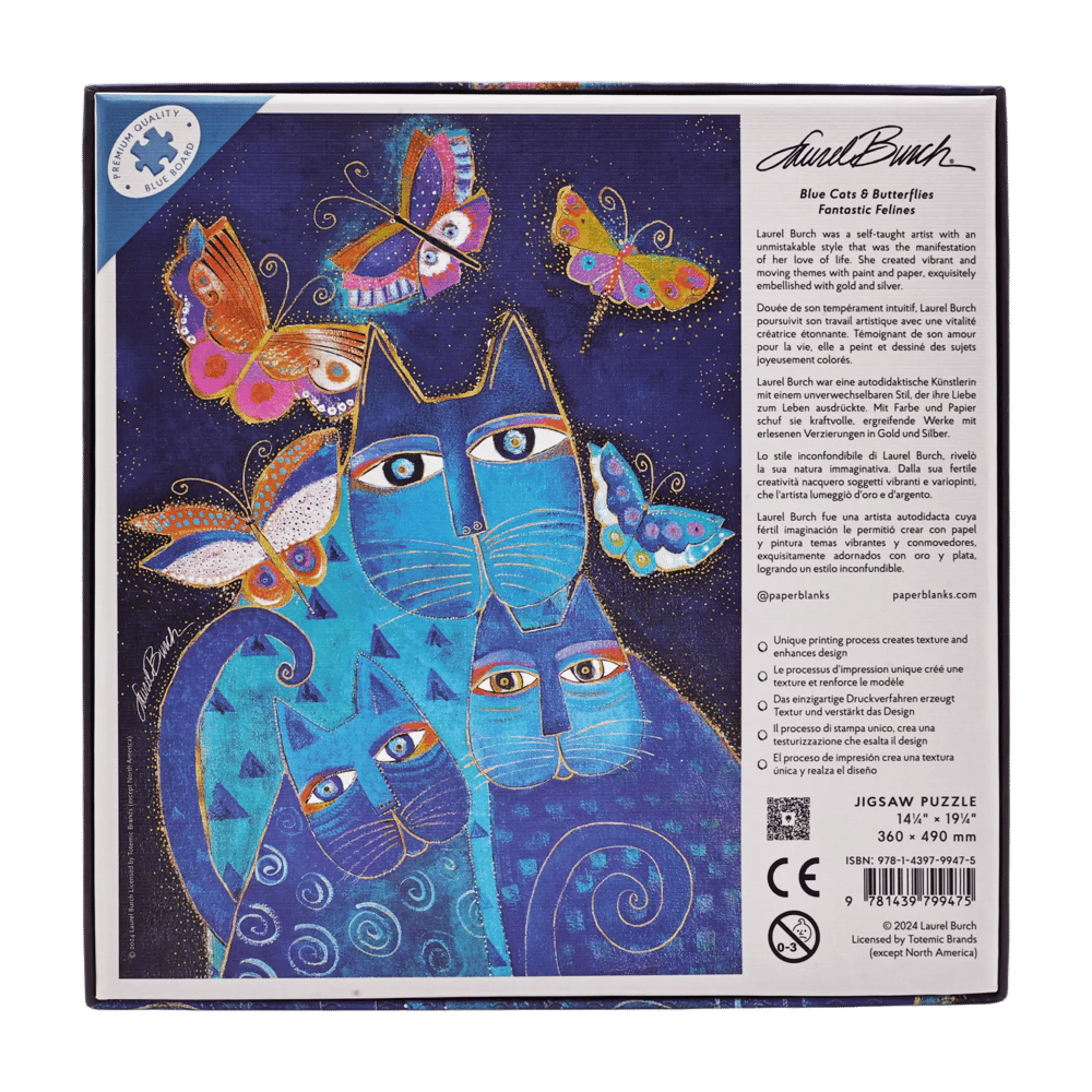 Blue Cats & Butterflies (Fantastic Felines) 500 Piece Jigsaw Puzzle