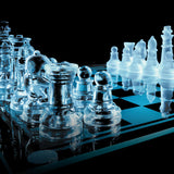 Deluxe Glass Chess Set & Book