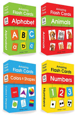 Amazing Flash Cards Set Of 4 Boxes: Early Development OF Preschool Toddler (220 Cards, Alphabet, Number, Animals, Colors And Shapes)