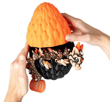 Turtle Creations: Halloween Pumpkin Cookie Dragon - Orange Pumpkin / Large in a Dragon Egg