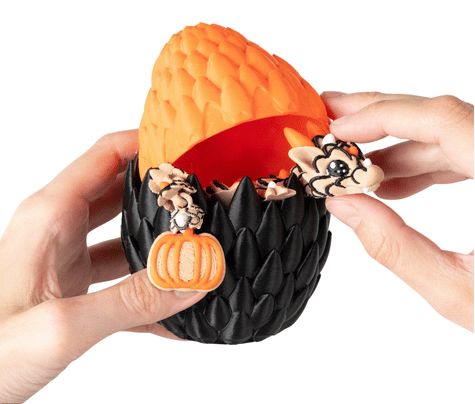 Turtle Creations: Halloween Pumpkin Cookie Dragon - Orange Pumpkin / Small in a Dragon Egg