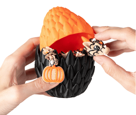 Turtle Creations: Halloween Pumpkin Cookie Dragon - Orange Pumpkin / Small in a Dragon Egg