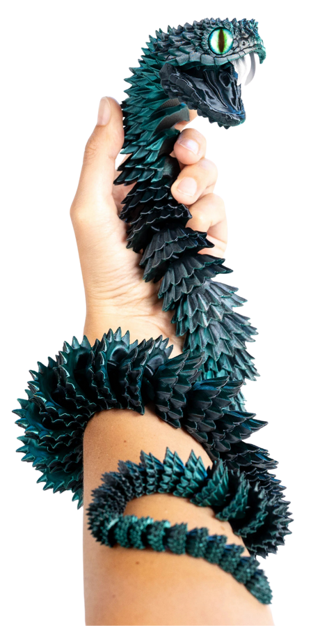 Turtle Creations: Bush Viper Snake - Black & Green