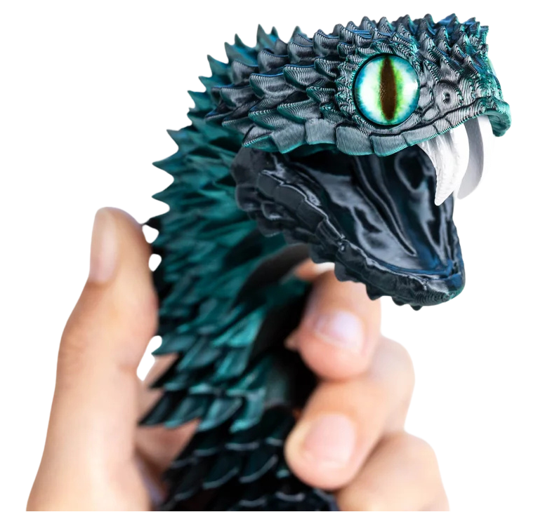 Turtle Creations: Bush Viper Snake - Black & Green