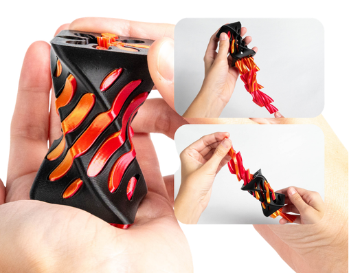 Turtle Creations: Twisty Hourglass Fidget Toy - Flaming Lava